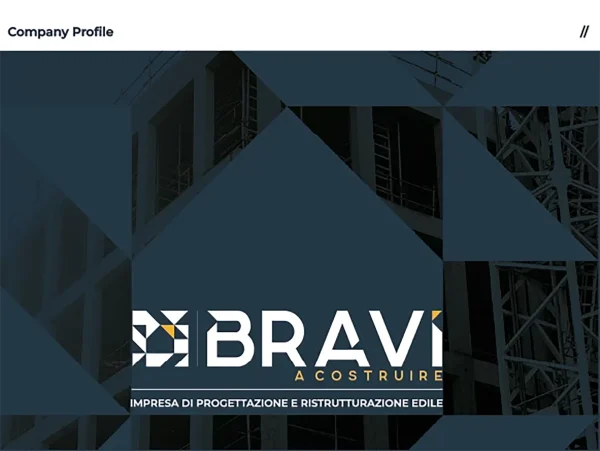 Copertina del company profile Bravi a Costruire, impresa specializzata in progettazione e ristrutturazione edilizia chiavi in mano.