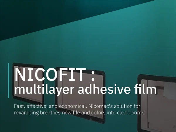 Pagina Nicomac dedicata a NicoFit, soluzione con film adesivo multistrato per il revamping rapido ed economico delle cleanroom.